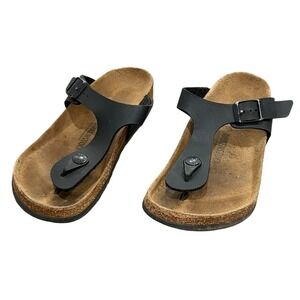 Birkenstock Gizeh Black Birko-Flor Thong Sandals Kids Size 33 US Size 2 Summer